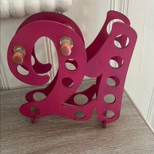 21st Birthday Mini Liquor Bottle Display Stand Pink Wood 21 Number Party Decor
